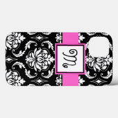 MEESTE MONOGRAM, PINK, ZWARTE DAMASKPATROON Case-Mate iPhone CASE (Achterkant (horizontaal))