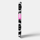 MEESTE MONOGRAM, PINK, ZWARTE DAMASKPATROON Case-Mate iPhone CASE (Achterkant / Rechts)