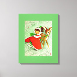 Meeste Mooi Vintage Herten & het Meisje van Canvas Afdruk