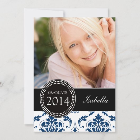 MEESTE NAVY BLUE DAMASK AFSTUDEREN PARTIJ KAART (Voorkant)