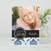 MEESTE NAVY BLUE DAMASK AFSTUDEREN PARTIJ KAART (Staand voorkant)