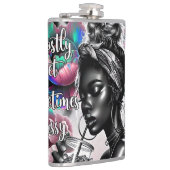 Meeste tijd lieve sassy melanine meisje baas grapp heupfles (Rechts)