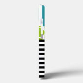MEESTE TURQUOÏE GREEN ZWARTE STRIPES MONOGRAM Case-Mate iPhone CASE (Achterkant / Links)