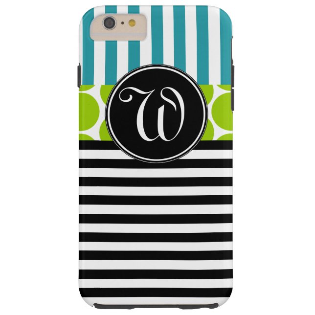 MEESTE TURQUOÏE GREEN ZWARTE STRIPES MONOGRAM Case-Mate iPhone CASE (Achterkant)