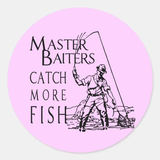 MEESTER BAITERS VANGT MEER VIS RONDE STICKER (Voorkant)