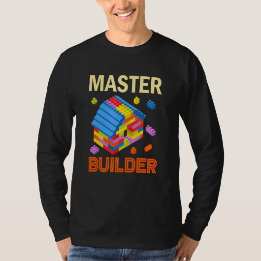 Meester Bouwer Bakstenen Jongens Bouwblokken T-shirt (Voorkant)