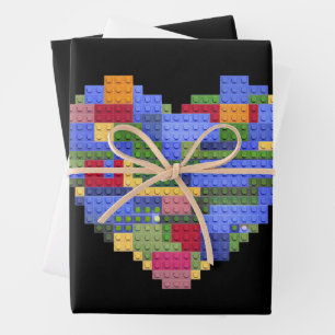 Meester Bouwer Blok Baksteen Hart Valentin Inpakpapier Vel