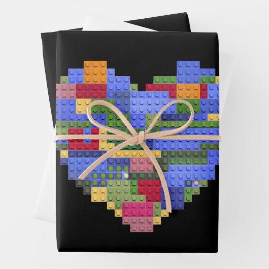 Meester Bouwer Blok Baksteen Hart Valentin Inpakpapier Vel (In situ)