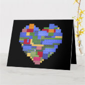 Meester Bouwer Blok Baksteen Hart Valentin Kaart (Gele Bloem)