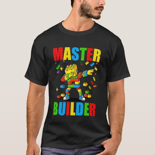Meester Bouwer Bouwt Dab Blokken Grappig Baksteen T-shirt (Voorkant)
