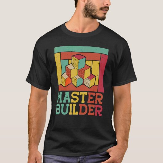 Meester Bouwer Cool Builder Bouwstenen Set Aan T-shirt (Voorkant)