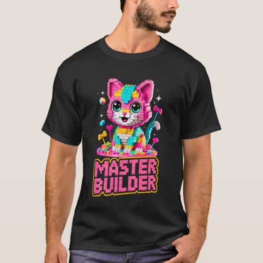 Meester Bouwer Kat Liefhebber Bouwen Bakstenen Blo T-shirt (Voorkant)