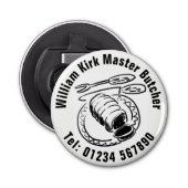 Meester Butcher. slagerij Button Flesopener (Voorkant)