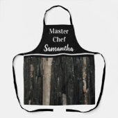 Meester Chef Zwart Wit Gestreept Edelsteen Schort (Voorkant)