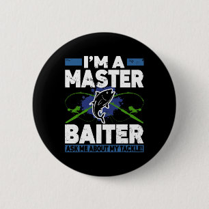 Meester Iter-shirt Grappig Vissen Visser Vis Ronde Button 5,7 Cm