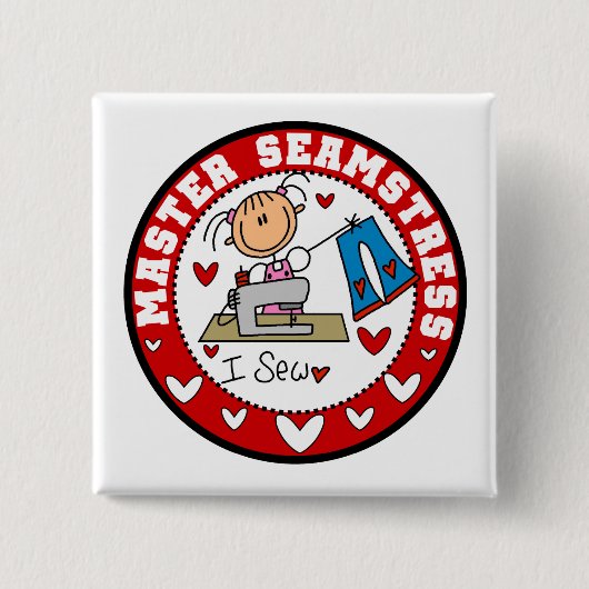 Meester Naaister Vierkante Button 5,1 Cm (Voorkant)