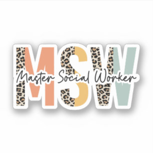 Meester sociaal werker MSW Afstuderen, sociaal wer Sticker