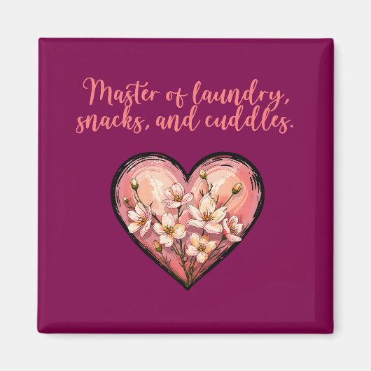 Meester van de was, snacks, knuffels, grappige moe magneet (Voorkant)
