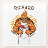 Meester van Grill Fathers Day Gift BBQ Chef Dad Glazen Onderzetter (Voorkant)