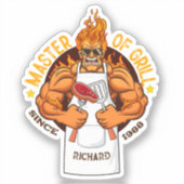 Meester van Grill Fathers Day Gift BBQ Chef Dad Sticker (Voorkant)