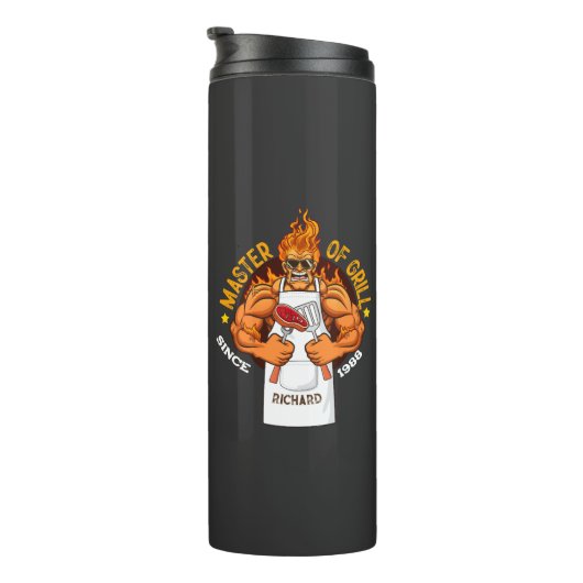 Meester van Grill Fathers Day Gift BBQ Chef Dad Thermosbeker (Geroteerd rechts)