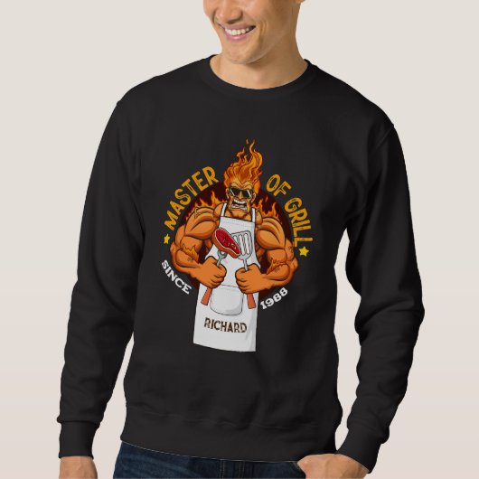 Meester van Grill Fathers Day Gift BBQ Chef Dad Trui (Voorkant)