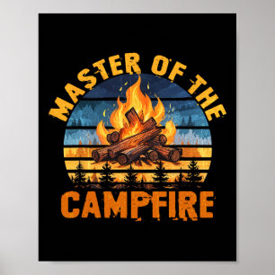Meester van het kampvuur Mannen Vrouwen Camping Gr Poster