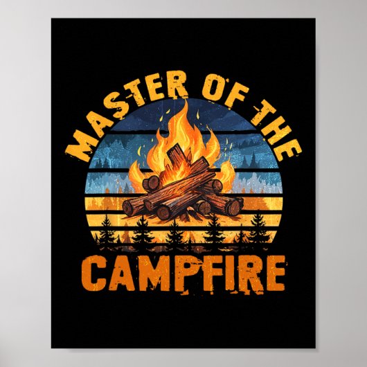 Meester van het kampvuur Mannen Vrouwen Camping Gr Poster (Voorkant)