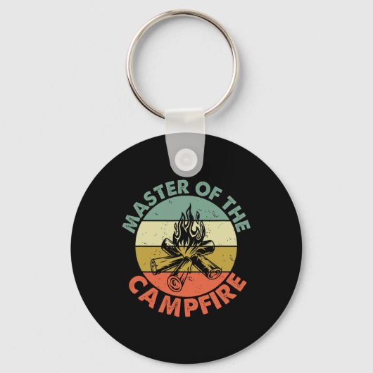 Meester van het kampvuur Papa Camping Shirt Campin Sleutelhanger (Voorkant)