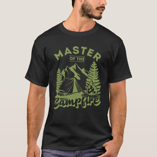 Meester van het kampvuur Retro Camping T-shirt (Voorkant)