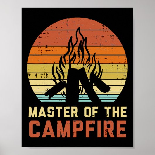 Meester van het kampvuur Zonsondergang Retro Kampv Poster (Voorkant)