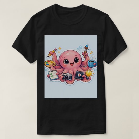 Meester van Multitasking: Creatieve Octopus Sticke T-shirt (Design voorkant)