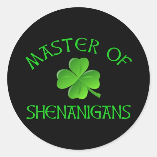 Meester van Shenanigans Funny St. Patrick's Day Ronde Sticker (Voorkant)