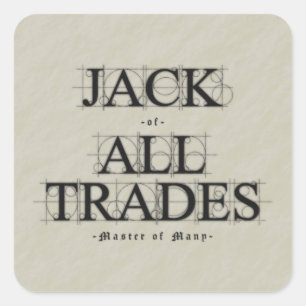 Meester van veel beroepen vierkante sticker