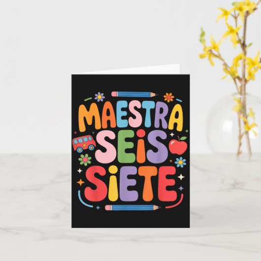 Meester Zes Zeven Leuke Schoolkinderen  Kaart (Gele Bloem)