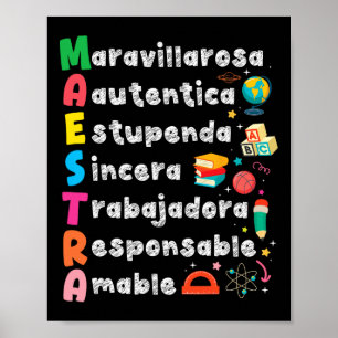 Meesteres Acroniem Spaans Leraar Terug naar school Poster