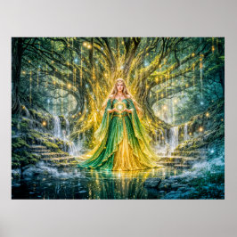 Meesteres onder de Wereldboom Betoverde Fantasie Poster