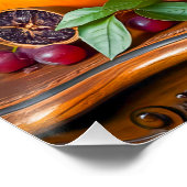 Meesterlijke kat tussen fruit en bloemen perfect poster (Hoek)