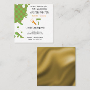 Meesterschilder & Goud Groen Schaakbordpatroon Vierkante Visitekaartje