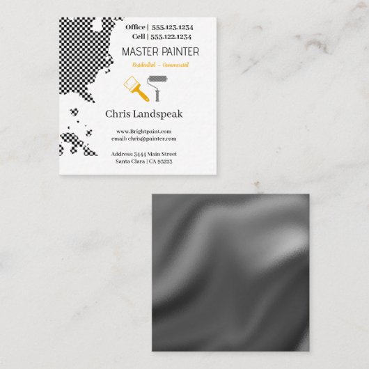 Meesterschilder & Zwart & Wit Checkerboard patroon Vierkante Visitekaartje (Voorkant / Achterkant)