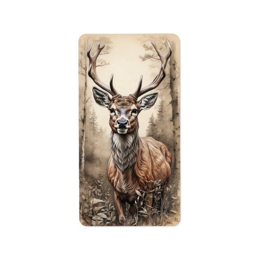 Meesterwerk Herten in het bos Etiket (Voorkant)