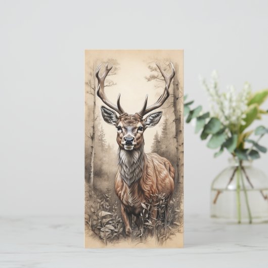Meesterwerk Herten in het bos Feestdagenkaart (Staand voorkant)