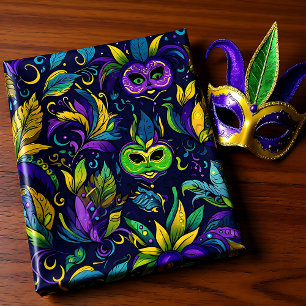 Meesterwerk Mardi Gras Maskers patroon Cadeaupapier