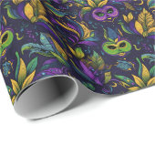 Meesterwerk Mardi Gras Maskers patroon Cadeaupapier (Rol Hoek)