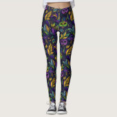 Meesterwerk Mardi Gras Maskers patroon Leggings (Voorkant)