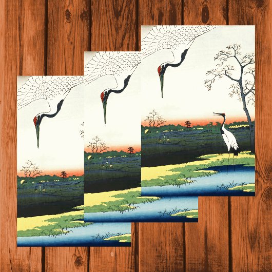 meesterwerk van Hiroshige paar kranen Tissuepapier