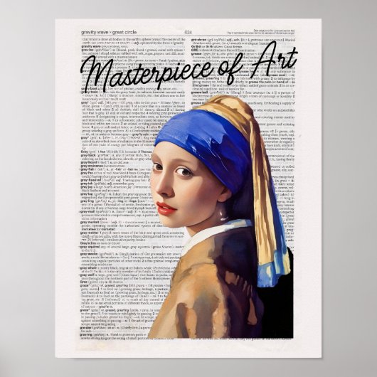 Meesterwerk van Kunst Meisje met de Parel Poster (Voorkant)