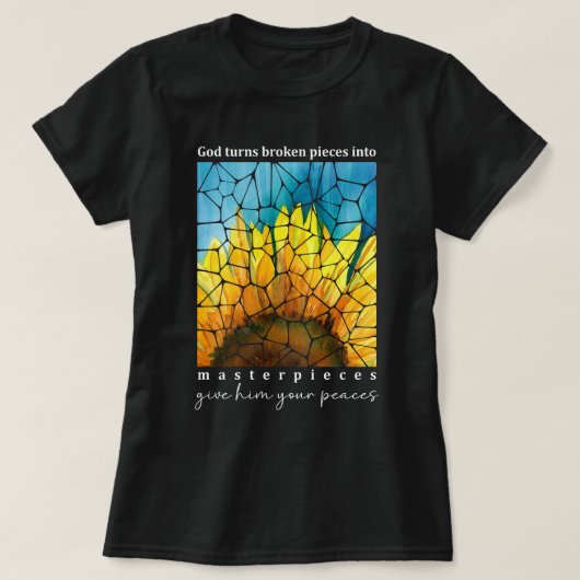 Meesterwerken Christelijk Bijbelvers Zonnebloem T-shirt (Design voorkant)