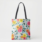 Meestkleurige Waterverf Floral Pattern Tote Bag (Voorkant)