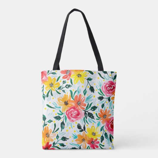 Meestkleurige Waterverf Floral Pattern Tote Bag (Achterkant)
